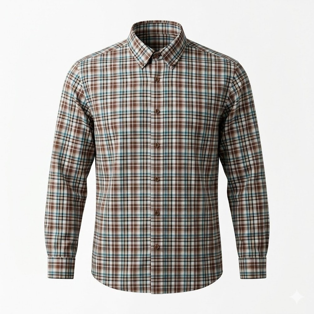 Cinch Men's Size MEDIUM Plaid Button Down Western Shirt Brown Blue